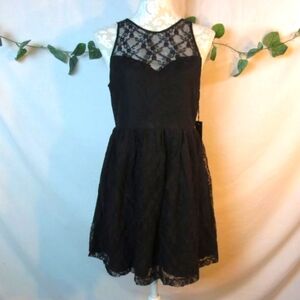 New Forever 21 Dress Sexy Black Corset Lacy Gathered Full Skirt Mini Size L Jr